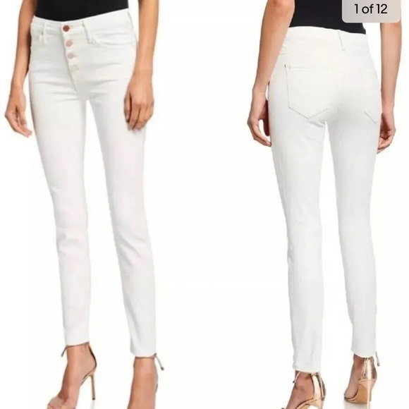 NWT MOTHER The Pixie in Taste The Rainbow Slim Jean 26 white off white. - Picture 1 of 11